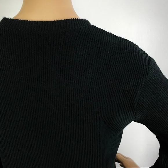 REFORMATION BLACK RIBBED PULLOVER SWEATER - Picture 7 of 7